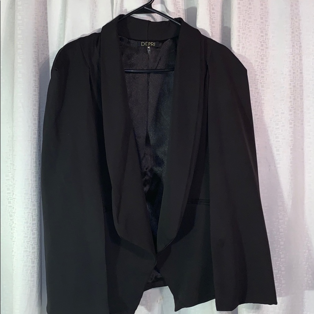 Black vest cape blazer